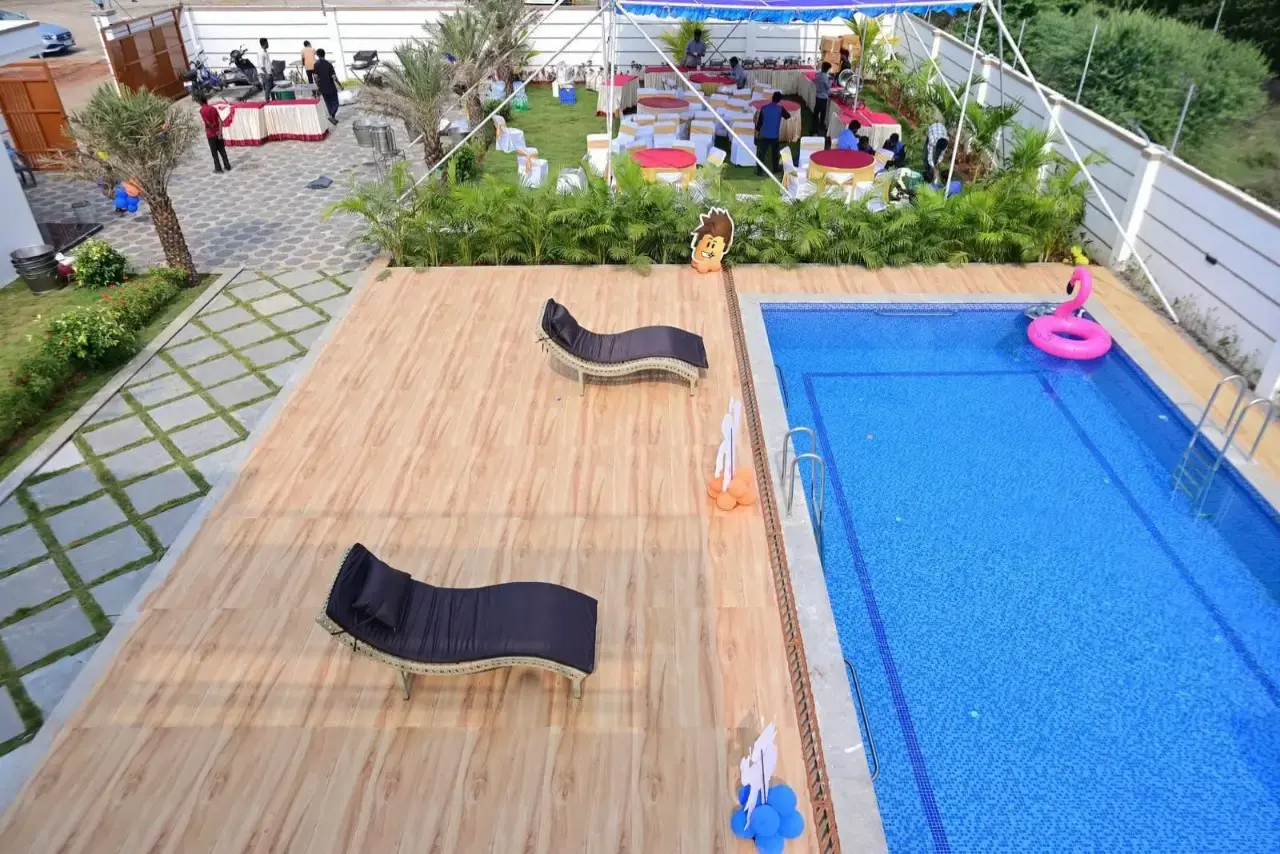 Private swimming pool with deck